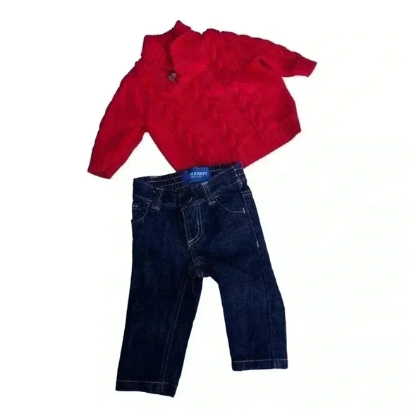 Boys Old Navy Sweater Jean Set•Size 0-3 Months•Preowned Great Condition• - Picture 4 of 5